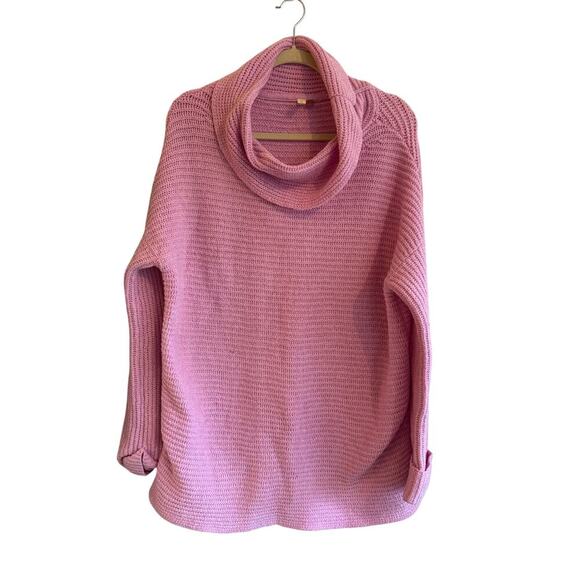 Pilcro Anthropologie Cowl Neck Oversized Knit Pink Sweater sz small - Picture 2 of 7